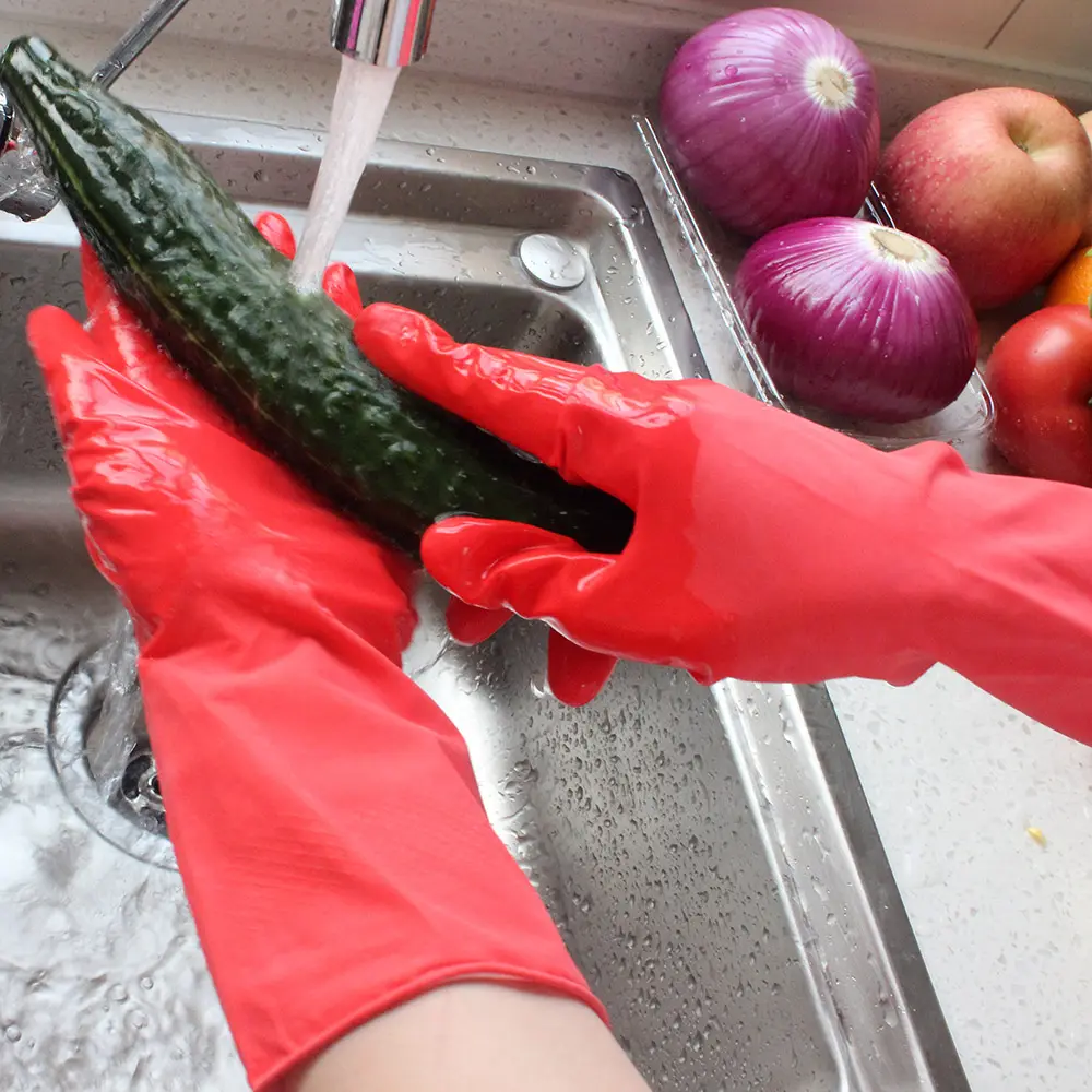 Sarung tangan cuci piring dapur rumah tangga grosir pekerjaan ramah lingkungan heavyduty hijau