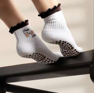 फ़ैक्टरी रंग लोगो के लिए कढ़ाई विरोधी पर्ची चालक दल मोजे के साथ मोके लिए मोक रफ़ल पकड़ मोजे के साथ मोजे को ढेर करता है - Product Image 2