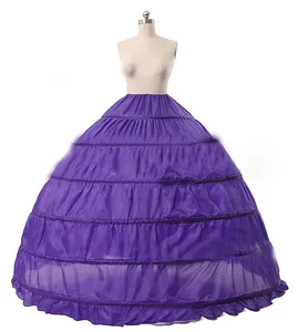 निर्माता बनाया ड्रॉप शिपिंग को पूरा रंगीन प्रोम Quinceanera गाउन गेंद पजामा 6 हुप्स पेटीकोट Crinoline शादी की पोशाक के लिए