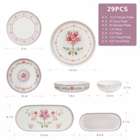 29 pièces de vaisselle en porcelaine florale personnalisée, vaisselle en céramique pour la restauration, plats de service, ensembles de vaisselle pour restaurant, hôtel, fête, cadeau