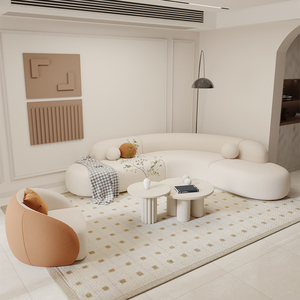 Juego de sofá de esquina estilo crema de diseño simple para apartamento pequeño, recepción en casa, salón de belleza, oficina de ventas, para áreas de descanso - Product Image 2