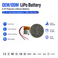 3.7V 40mAh 501012 Lipo Pouch Cell OEM Ukuran Kustom Produsen Baterai Polimer Isi Ulang Untuk Alat Bantu Dengar Earphone