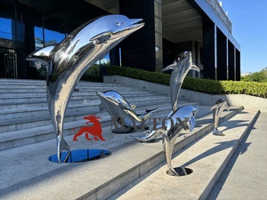 Escultura de Delfín de Acero Inoxidable de Tamaño Personalizado MALTON, Decoración Moderna de Metal para Jardín, Parque o Exteriores - Product Image 3