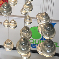 Lampu Gantung Modern Oval Panjang Persegi Kristal + Besi Murano Italia, Kaca Emas LED, Disetujui SAA, untuk Ruang Tamu Rumah