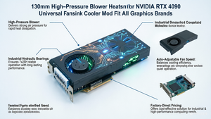 Ventilateur haute pression de 130 mm pour dissipateur thermique <span class=keywords><strong>NVIDIA</strong></span> <span class=keywords><strong>RTX</strong></span> <span class=keywords><strong>4090</strong></span>, refroidisseur universel compatible avec toutes les marques de cartes graphiques - Product Image 5
