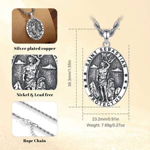 Merryshine - Amuleto Católico Cristiano de los Arcángeles, Medalla de Latón de San Sebastián, Joyería Religiosa de Protección, Colgante para Hombre - Product Image 6