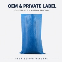 Sacs en PP tissé bleu uni, sacs en toile, emballage en vrac, logo personnalisé, vente en gros directe d'usine