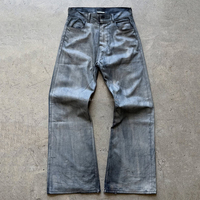 Jeans en denim slim fit de haute qualité, enduits de cire, sur mesure, design de luxe, coupe évasée, pantalons pour homme