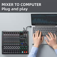 Mezclador de Audio Profesional Rayco PA8 de 8 Canales, Consola de Audio USB con Entrada para Computadora MP3 y 99 Efectos de Reverberación Integrados