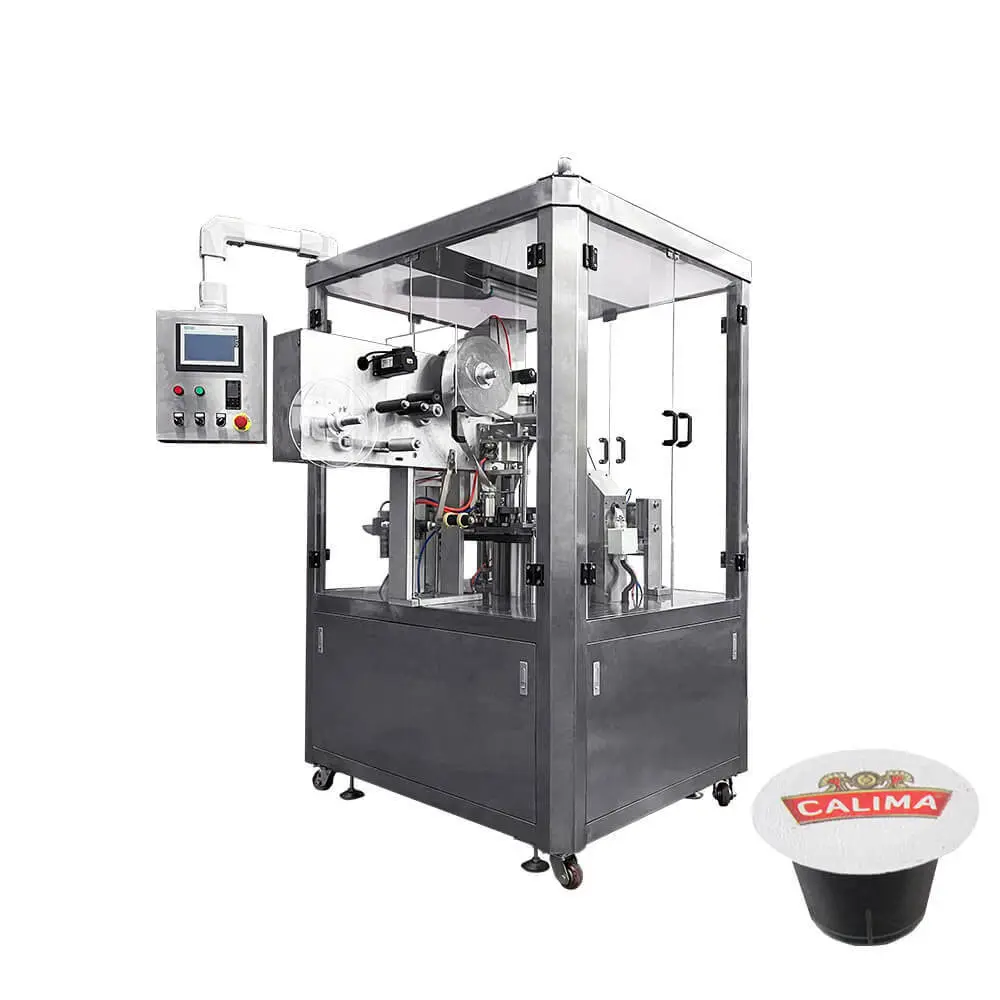 ماكينة دوارة لتغليف أكواب القهوة ونيسبريسو من الألومنيوم متعددة الوظائف