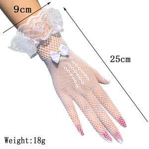 MIO Gants Courts <span class=keywords><strong>Mariage</strong></span> Mariée Femme Noirs en Nylon Résille Élastiques avec Nœud Papillon Élé<span class=keywords><strong>gant</strong></span> et Strass Dentelle pour Poignet - Product Image 4