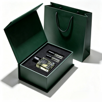 Boîte cadeau cosmétique magnétique de luxe en carton écologique personnalisée, boîte d'emballage de parfum verte