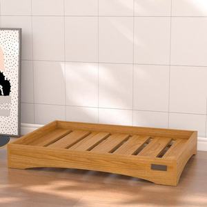 Kleintier Feldbett aus Massivholz XL Kiefernholz Nest Feuchtigkeitsbeständiges Gestreiftes Universal Haustierbett für Hunde Welpen Ganzjährig Nutzbar - Product Image 1