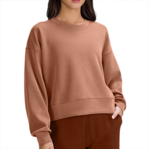 Polyester/coton élégant conception personnalisée hiver pull OEM sweats pour femmes à manches longues écologique 300g O cou Bangladesh - Product Image 3