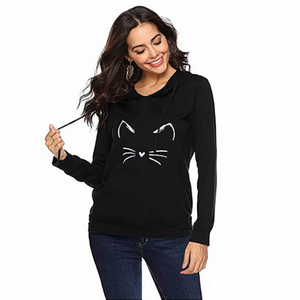 Sweat-shirt à capuche personnalisé pour femme, imprimé chat, en molleton de coton premium, décontracté, coupe oversize, pour l'automne - Product Image 5