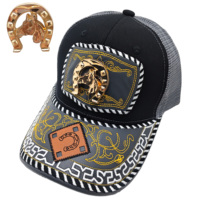 Gorra Trucker Unisex con Logo 3D de Metal Estilo Western, de Moda, Casual, de Algodón, Mezclilla, Lona, Malla, para Pesca, Playa y Actividades al Aire Libre