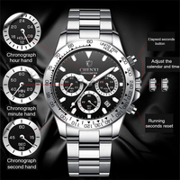Montre pour homme CHENXI 908, marque haut de gamme, acier inoxydable, montre-bracelet pour homme, étanche, chronographe lumineux, quartz, montres pour homme