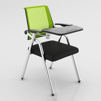 Chaise de formation en tissu au design moderne pour étudiants, utilisation en classe, pliable avec mouvement oscillant, tablette d'écriture et accoudoir fixe