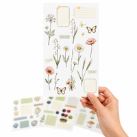 Feuilles d'autocollants décoratifs Washi découpés sur mesure, style aquarelle, motifs fleurs océaniques vintage, pour scrapbooking et journal, autocollants adhésifs