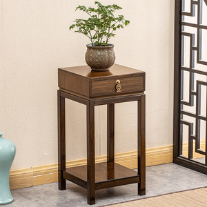 Soporte de Madera Maciza Estilo Chino para Plantas con Cajón, Estante para Macetas de Interior, Mueble de Almacenamiento para Sala de Estar - Product Image 3