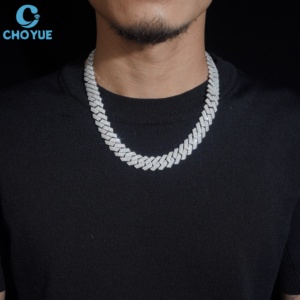 Collar Personalizado al por Mayor, Plata 925 con Baño de Rodio, Moissanita con Corte Baguette, Cadena Geométrica, Joyería de Lujo Unisex para Fiestas - Product Image 5
