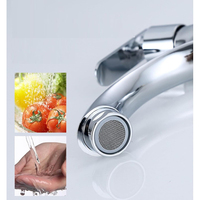 Robinet de lavabo de salle de bain commercial classique en acier inoxydable chromé de qualité supérieure à 1 trou avec un débit d'eau plus doux