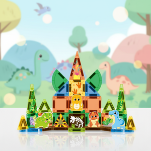 Set di Blocchi da Costruzione 3D con Finestra Trasparente, Mondo dei Dinosauri, Piastrelle Magnetiche per Bambini dai 3+ e 6+ Anni - Product Image 5