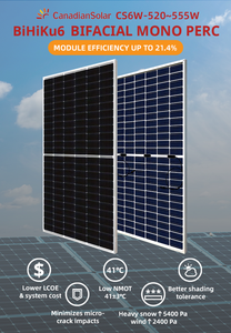 Canadian Photovoltaic Panel MONO Perca Bifacial  520W 530W 540W 550W Panneau Solaire for Sale - Product Image 2