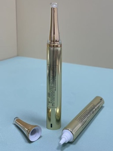 Tubo Cosmético Metalizado Dorado Electrochapado con Tapa Aplicadora de Acrílico Transparente - Product Image 1