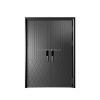 Porte d'entrée de villa en bois massif à double battant, design moderne, personnalisable, antivol, blindée, avec verre et style grain de bois