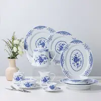Оптовая продажа, столовая посуда PITO из белого фарфора, набор тарелок для ресторана, сине-белые столовые тарелки, столовые наборы, оптовая продажа