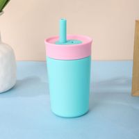 Nuevo vaso aislado al vacío de acero inoxidable con aislamiento de botella de agua para niños de viaje OWA de 12oz con pajita Flexible resistente a derrames