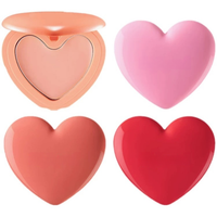 Meilleure vente, étui pour fard à joues, conteneur pour poudre, étui pour fard à paupières avec miroir, boîte compacte en forme de cœur, étui pour fard à paupières