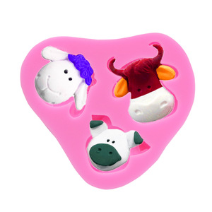 Encantador Cordero <span class=keywords><strong>vaca</strong></span> Piggie imagen silicona <span class=keywords><strong>Fondant</strong></span> molde <span class=keywords><strong>pastel</strong></span> decoración moldes - Product Image 3
