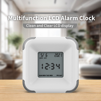 Réveil de bureau innovant à affichage numérique LCD multifonctionnel avec température, humidité et calendrier, design carré, vente directe d'usine