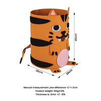 Panier de rangement rond en feutre polyester en forme de tigre pour vêtements et jouets, fourni par le fabricant