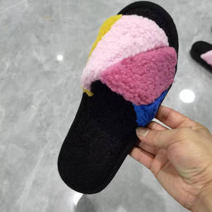 Nuovo autunno inverno testa d'aquila colorato da donna a fondo piatto scarpe <span class=keywords><strong>pelose</strong></span> da donna pantofole da donna - Product Image 3