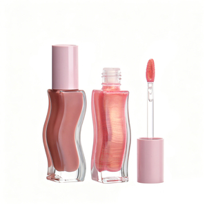 Gloss à lèvres en verre incurvé avec bouchon rose, emballage personnalisé, tube <span class=keywords><strong>de</strong></span> gloss à lèvres <span class=keywords><strong>de</strong></span> forme spéciale, marque privée - Product Image 6