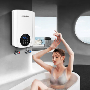 Chauffe-eau électrique instantané sans réservoir 5500W avec pompe, commande par bouton, affichage LED pour douche, salle de bain, cuisine, faible pression d'eau - Product Image 1
