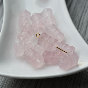 Colgante de Loto Doble Tallado en Cuarzo Rosa Natural con Cuentas de Calabaza, Cuentas Espaciadoras, Cuentas Sueltas, Accesorios Hechos a Mano DIY - Product Image 5
