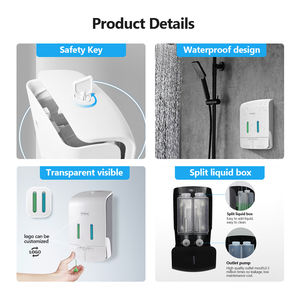 Hotel Badezimmer Wand montage Nachfüllbarer Doppelkopf tank Manueller Flüssig seifensp ender für Shampoo Dusch gel - Product Image 2