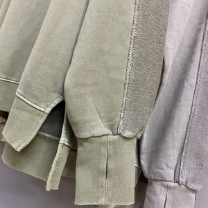 Sudadera con Capucha al por Mayor para Hombre, 100% Algodón, Felpa, Gruesa, Lavada, con Cuello Redondo, Estilo Desgastado - Product Image 4