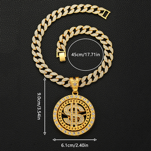 Collier avec pendentif dollar rotatif pour <span class=keywords><strong>rappeur</strong></span> hip-hop en gros pour hommes - Product Image 4