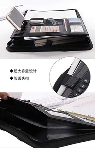A4 Tập Tin Di Động Thư Mục Với Chất Kết Dính Tổ Chức Quản Lý Văn Phòng Tài Liệu Pad Cặp PU Da Padfolio Túi Màu Đen Màu Xám - Product Image 6