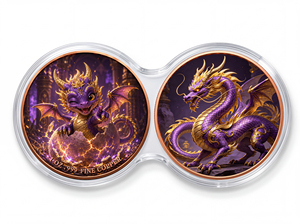 Moneda de Cobre Puro 999 de 1 oz, Paquete de 2 Cápsulas Infinity, Dragón Joven Eclosionando, Colorido, Alto Relieve, Edición de Coleccionista 3D - Product Image 6