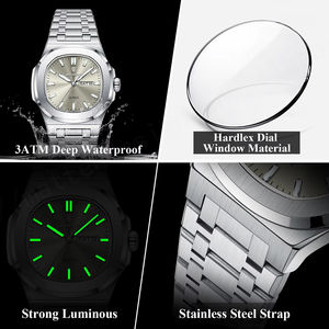 Para Poedagar 853 Reloj de pulsera de cuarzo para hombre Acero inoxidable de alta calidad Impermeable Luminoso Fecha Semana Pantalla 40mm Vidrio - Product Image 2