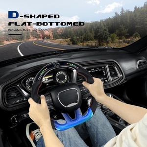 Volante de Fibra de Carbono Real <span class=keywords><strong>en</strong></span> Forma de D con Indicador de Cambio LED y Cuero Nappa Perforado para Dodge Charger Challenger <span class=keywords><strong>Durango</strong></span> - Product Image 4