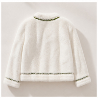 Veste en fourrure de vison naturelle pour femme, col en V, courte, verte, avec bordure perlée, luxe, véritable fourrure, vêtement d'extérieur pour l'hiver