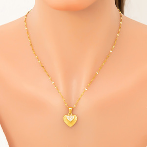 Collar con colgante de diamante en forma de corazón, chapado en oro de 18 quilates, con engaste pavé, para regalo, joyería de moda. - Product Image 3
