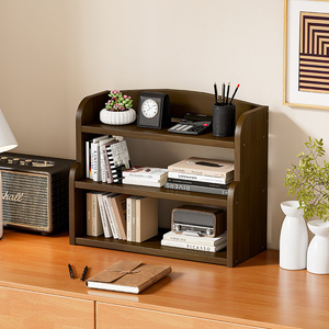 Solid wood desktop storage shelf, small office desk bookshelf, multi-layer office storage rack, simple bookcase - Product Image 1